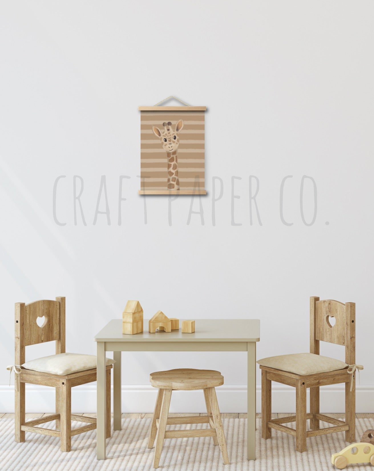 Zürafa Portre Çocuk Odası Posteri — El çizimi çocuk odası posteri | Craft Paper Co